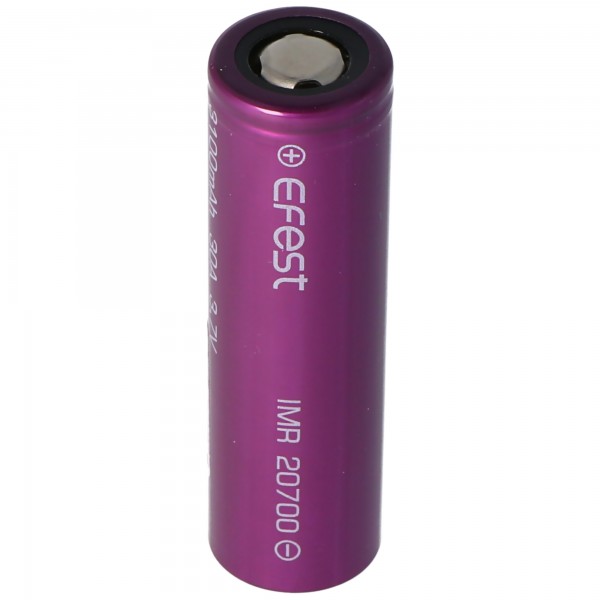 Efest IMR 20700 - 3100mAh 3.6V - 3.7V Li-ion batterij min. 3030 mAh typ. 3100 mAh maximale 30A stroomlevering (platte bovenkant)