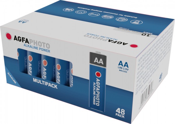 Agfaphoto-alkalinebatterij, mignon, AA, LR06, 1,5 V voeding, doos (48 stuks)