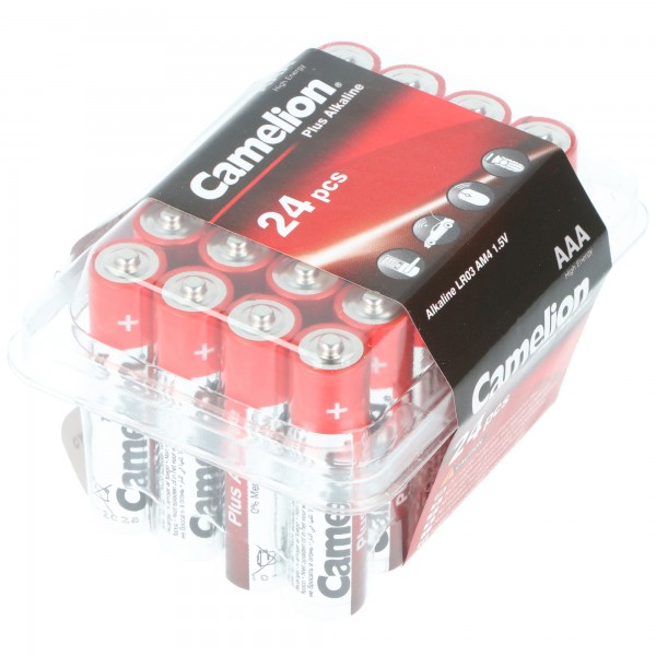Camelion Plus alkaline AAA-batterijen, 24 stuks in een praktische opbergdoos