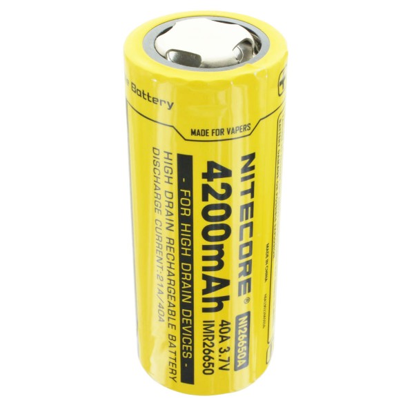 Nitecore 26650IMR Li-Ion batterij 4200 mAh max. 40A, opmerking afmetingen 67x26mm