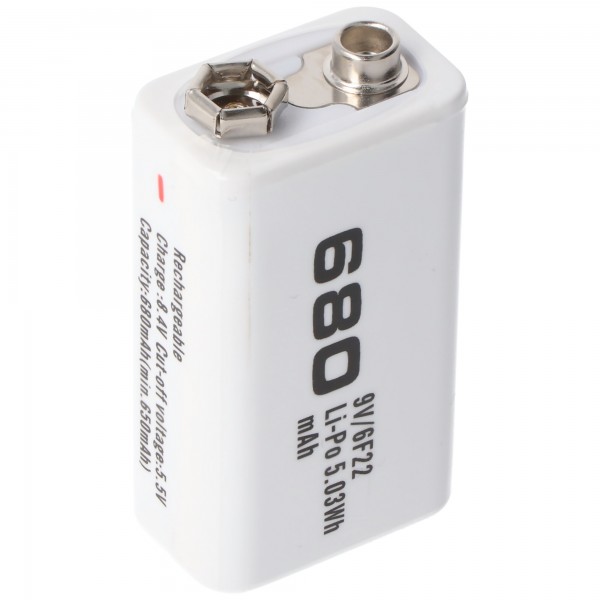 650mAh 8,4 volt batterij 9V blok, 6LR61, 6F22, 650mAh Li-Polymeer batterij ReadyToUse