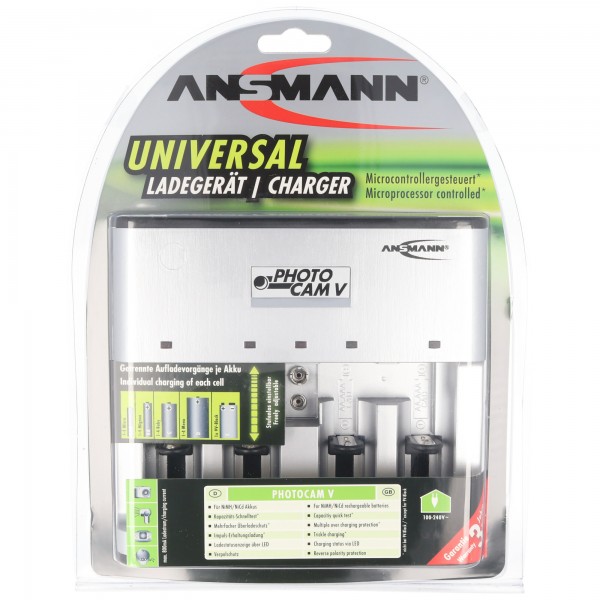 Ansmann Photocam V universele oplader voor 1-4 NiCd, NiMH-batterijen