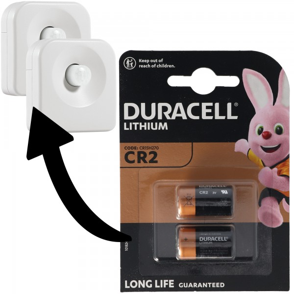 Batterijen geschikt voor 2 Ledvance SMART + Bewegingssensor, Osram SMART + Bewegingssensor bewegingsmelder dubbele verpakking Duracell CR2 lithiumbatterij