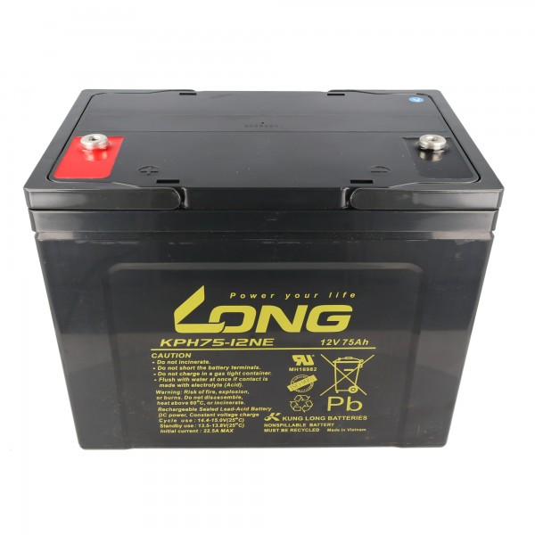 Kung Long KPH75-12NE loodbatterij 12 volt 75Ah met M6 binnendraad
