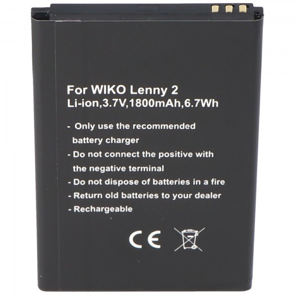 Batterij geschikt voor de Wiko Lenny 2 batterij 5030, 3.7V 1800mAh met 6.7Wh
