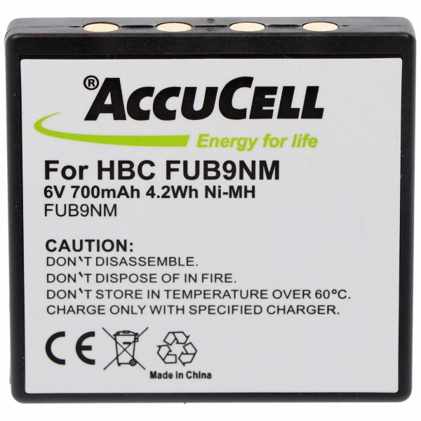 AccuCell-batterij geschikt voor HBC FUB9NM, BA209000, 209060, BA209061
