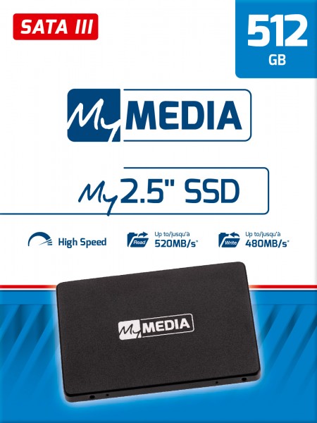 Mymedia SSD 512 GB, SATA-III, 6,35 cm (2,5'') (R) 520 MB/s, (B) 480 MB/s, detailhandel