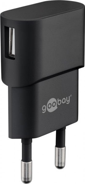 Goobay USB-oplader (5W) zwart - compacte USB-voeding met 1xUSB-aansluiting