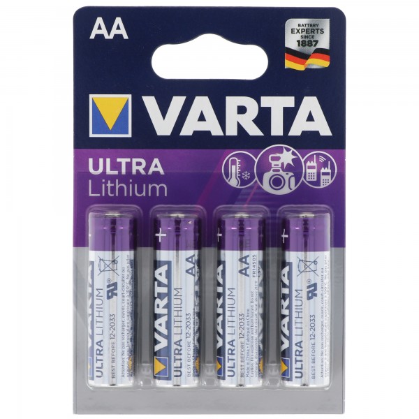 Varta Ultra Lithium Mignon AA, Varta Lithium batterijen, 6106, 1.5V, blister van 4