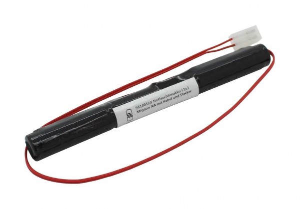 Noodverlichting batterij NiMH 3.6V 1100mAh L1x3 Mignon AA met kabel en stekker