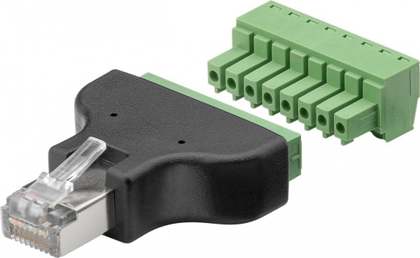 Goobay Terminal Block 8-pins > RJ45-connector (8P8C) - afneembare schroefbevestiging, 2-delig