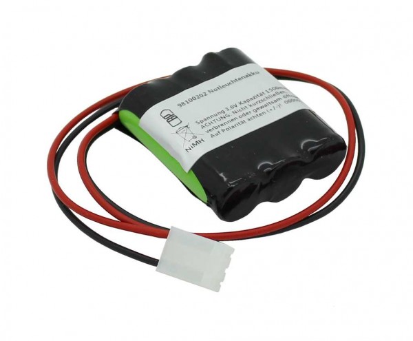 Noodverlichting batterij NiMH 3.6V 1500mAhF1x3 mignon met 300mm kabel 0.75mm² en stekker passend voor Beghelli 415.097.000
