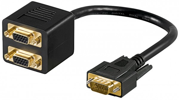 Goobay VGA-adapterkabel, verguld - VGA-stekker (15-polig) > 2x VGA-bus (15-polig)