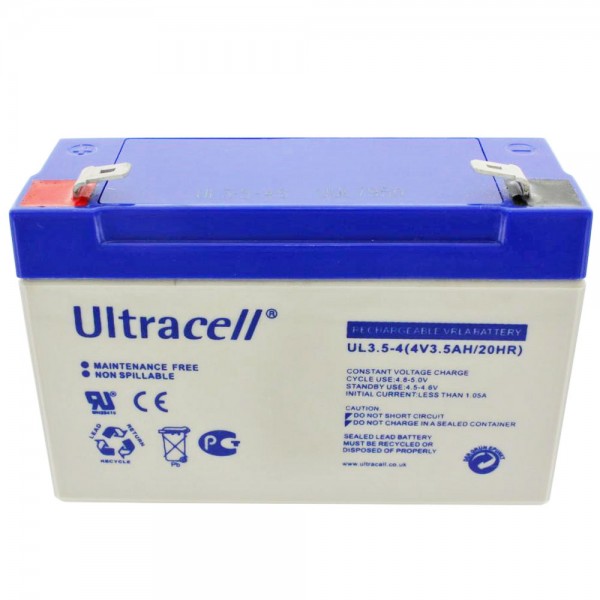 Ultracell UL3.5-4 4 volt batterij 3500 mAh, geschikt voor Sonnenschein A504 / 3.5S, 4.8 mm contacten