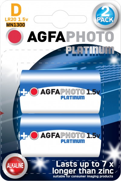 Agfaphoto Batterij Alkaline, Mono, D, LR20, 1.5V Power, Retail Blister (2 stuks)