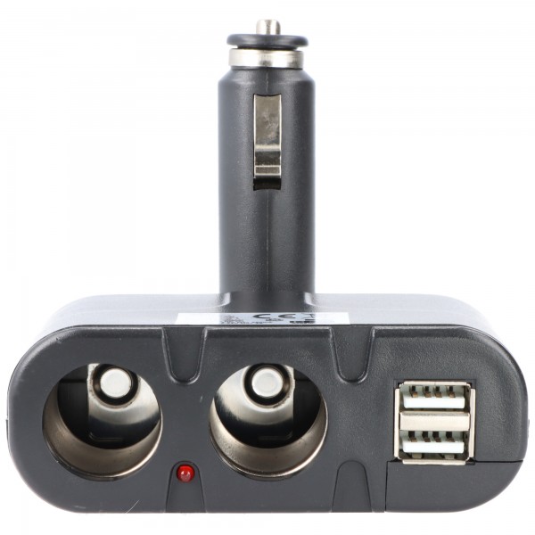 AccuCell autoadapter, sigarettenaanstekerverdeler - stekker naar 2x stopcontact + USB