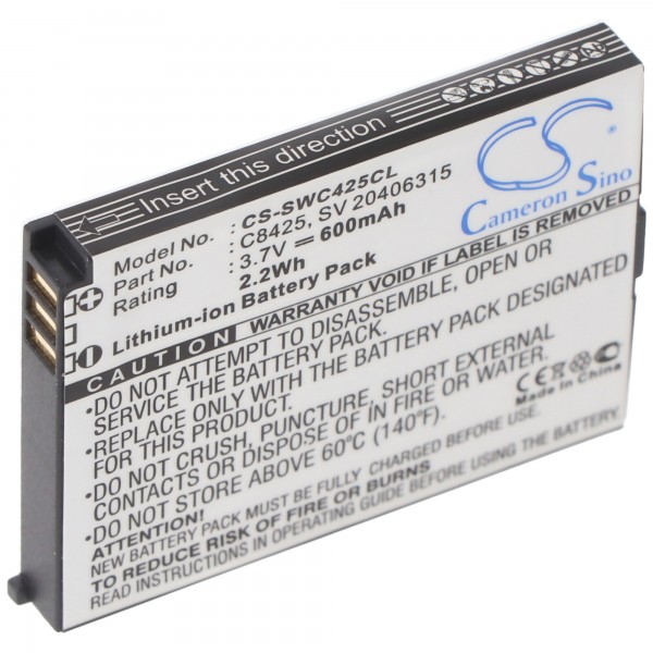 Batterij geschikt voor Swissvoice eSense, eSense Color, SV 20406288, C8425, SV 20406315 Li-ion, 3.7V, 600mAh, 2.2Wh
