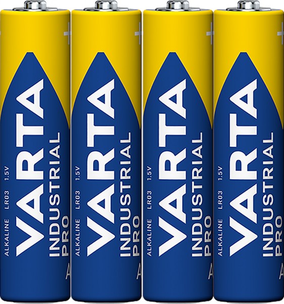 Varta Batterij Alkaline, Micro, AAA, LR03, 1.5V Industrial Pro, Shrinkwrap (4 stuks)