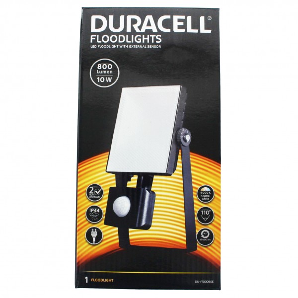 Duracell LED-schijnwerper met max. 1600 lumen en maximaal 20 watt, inclusief een muurbeugel en bewegingsmelder