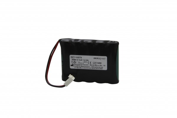 NiMH-batterij geschikt voor Caradyne Criterion 40, 60 monitor 6,0 volt 1,6 Ah CE-conform