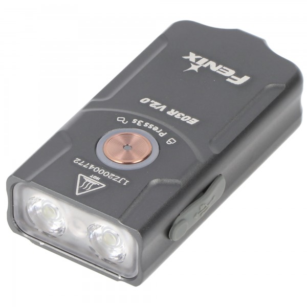 Fenix E03R V2.0 LED-sleutelhangerlamp, max. 500 lumen, met positielicht in rood en groen, ultralicht en compact, ingebouwde 400mAh Li-Polymer batterij