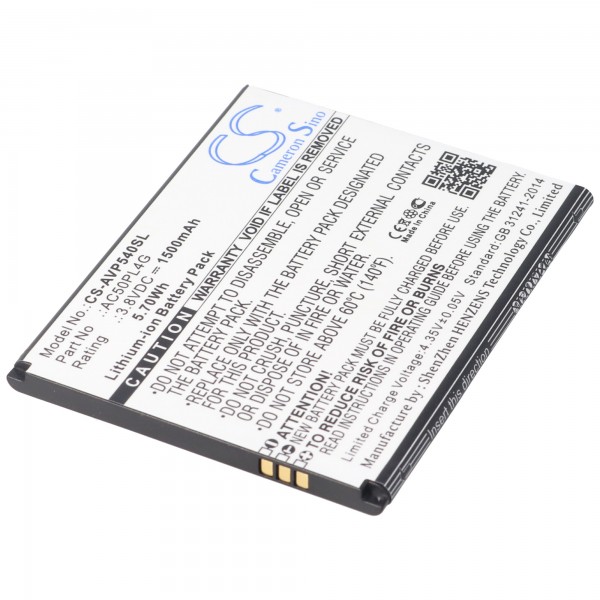 Replica-batterij alleen geschikt voor de Archos AC50PL4G-batterij Archos 50 Platinum 4G