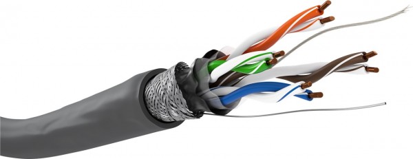Goobay CAT 5e netwerkkabel, SF/UTP, grijs - koperen geleiders (CU), AWG 24/1 (massief), PVC kabelmantel